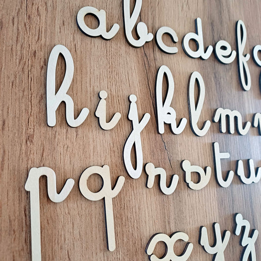 lettres en bois cursive minuscules