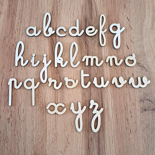lettres en bois cursive minuscules