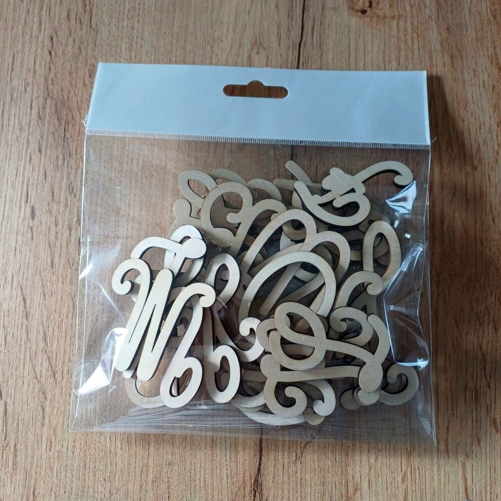 Alphabet Cursif en Bois Brut – Lot de 26 Lettres Majuscules