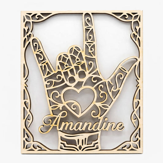 Cadre en bois I love you personnalisé