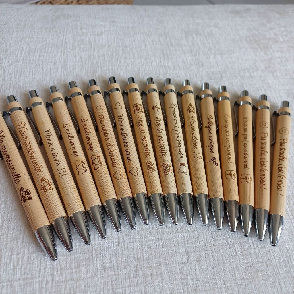 Stylo en bois gravé Ma mamounette