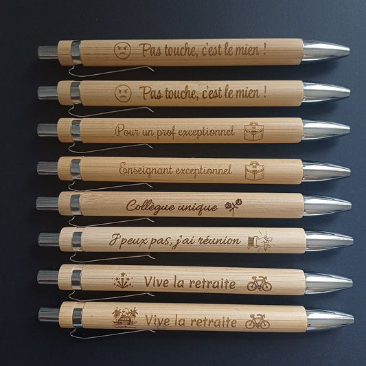 Stylo en bois gravé Pas touche