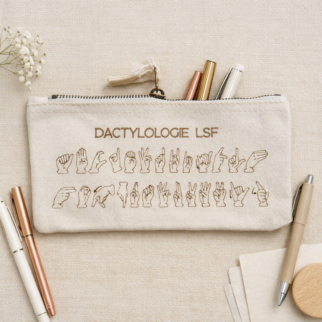 Trousse en coton alphabet en Langue des Signes Française – Anitopia